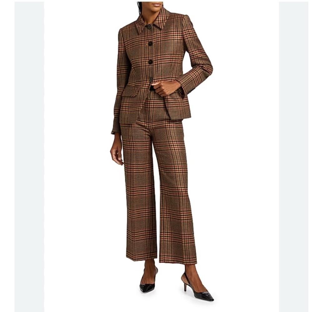 Veronica Beard Brown Plaid Wide Leg Pants Size 00 - Picture 5 of 9